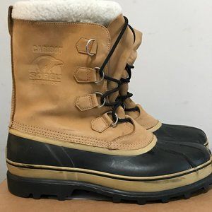 Sorel Men's Sz 14 Caribou Buff Waterproof Winter Boots NM 1000-281 Tan and Black